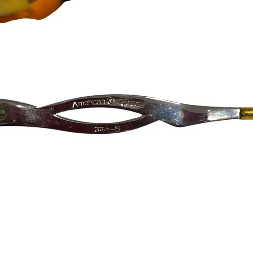Vtg‎ American Optical Aluminum Cat Eye Glasses 1950s Engraved Silver AO Frames